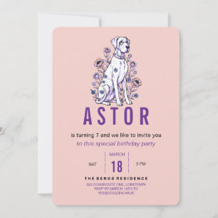 Great Dane floral Birthday Invitation