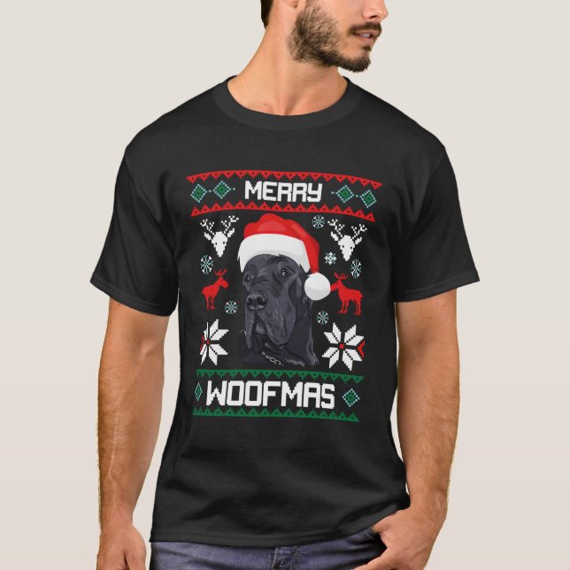 Great Dane For Merry Woofmas T-Shirt (Front)