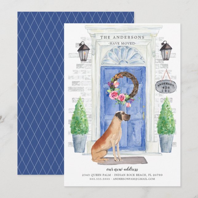 Great Dane Front Door Moving Announcement (Front/Back)