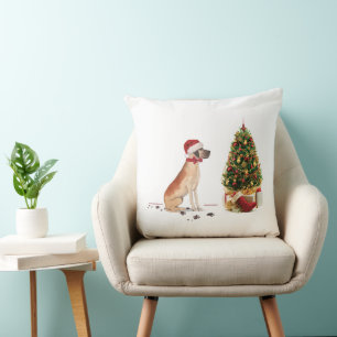 Great Dane Funny Christmas Dog with Tree Cushion