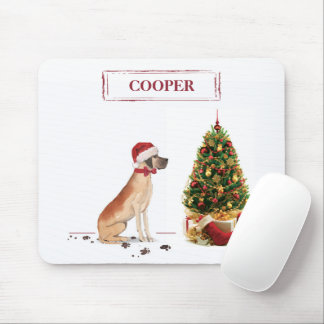 Great Dane Funny Christmas Dog with Tree Mouse Mat