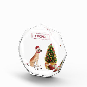 Great Dane Funny Christmas Dog with Tree Photo Block