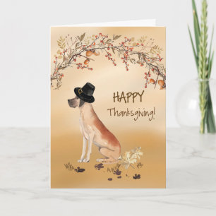 Great Dane Funny Pilgrim Hat Thanksgiving Card