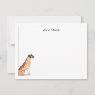 Great Dane Grey Border Personalised Stationery Card