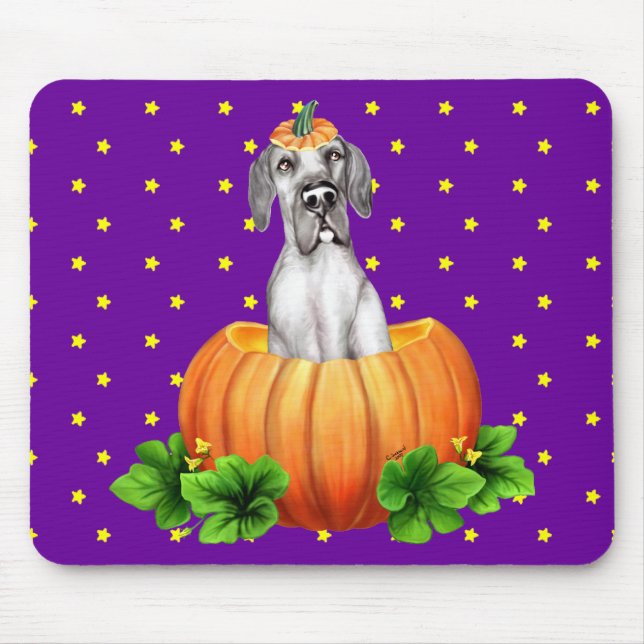 Great Dane Halloween Black UC Dane-O-Lantern Mouse Mat (Front)