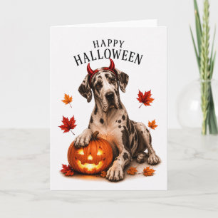 Great Dane Halloween Devil Dog Card