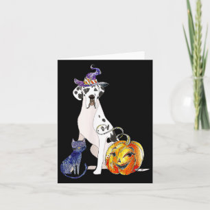 Great Dane Halloween Dog Harlequin Card