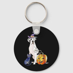 Great Dane Halloween Dog Harlequin Key Ring