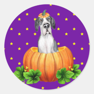 Great Dane Halloween Mantle UC Dane-O-Lantern Classic Round Sticker
