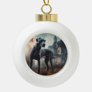 Great Dane Halloween Scary Ceramic Ball Christmas Ornament