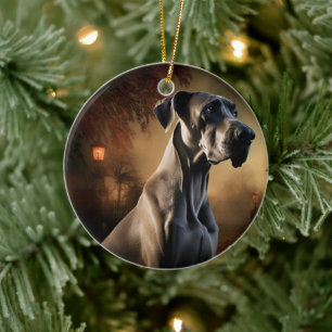 Great Dane Halloween Scary Ceramic Tree Decoration