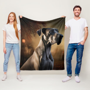 Great Dane Halloween Scary Fleece Blanket