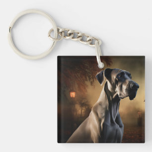 Great Dane Halloween Scary Key Ring