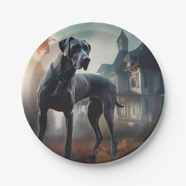 Great Dane Halloween Scary Paper Plate (Front)