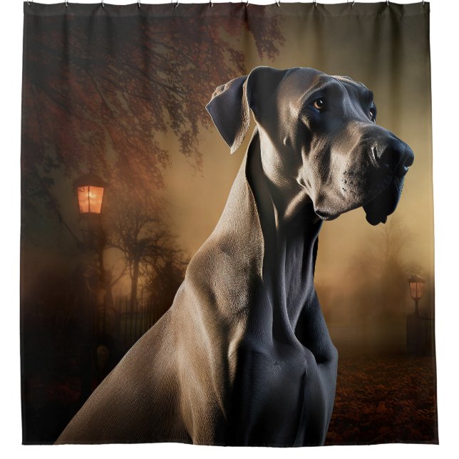 Great Dane Halloween Scary Shower Curtain (Front)