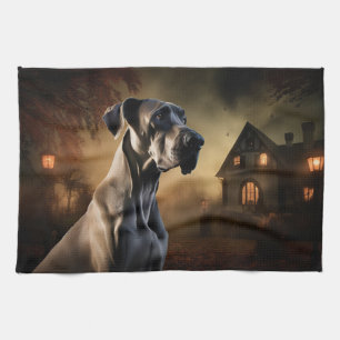 Great Dane Halloween Scary Tea Towel
