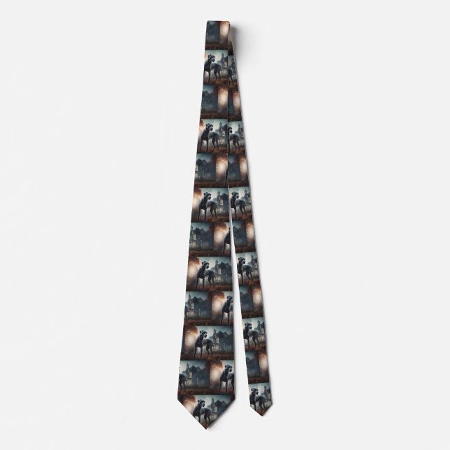 Great Dane Halloween Scary Tie (Front)
