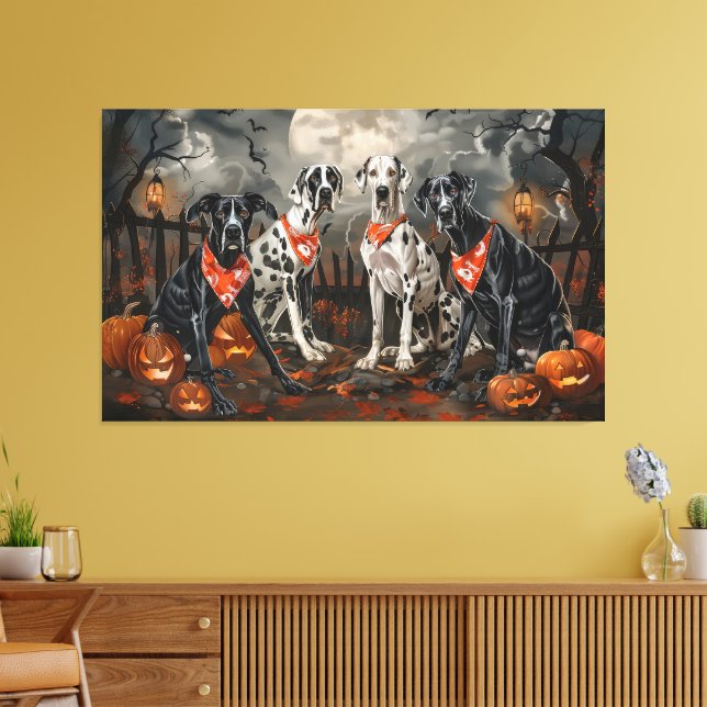 Great Dane Halloween Spooky Canvas Print (Insitu(LivingRoom))