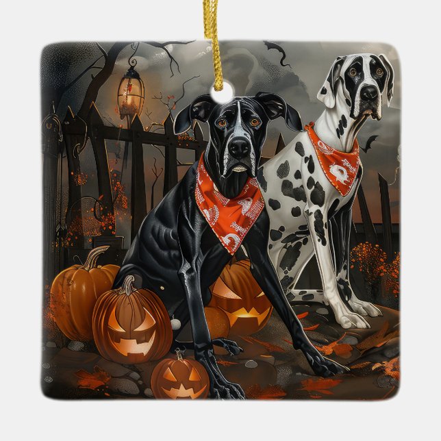Great Dane Halloween Spooky Ceramic Ornament (Front)