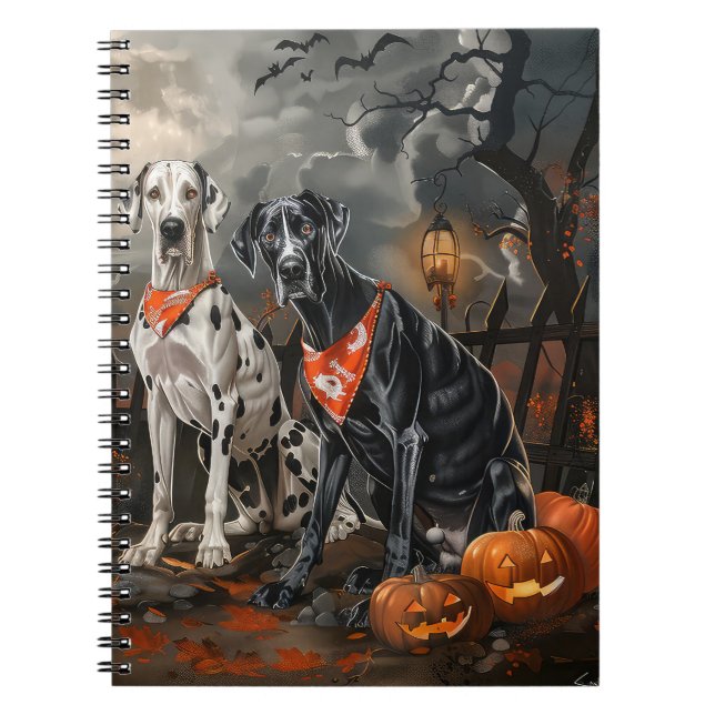 Great Dane Halloween Spooky Notebook (Front)