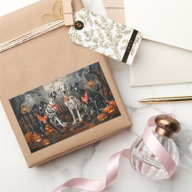 Great Dane Halloween Spooky Rectangular Sticker (Gifting)
