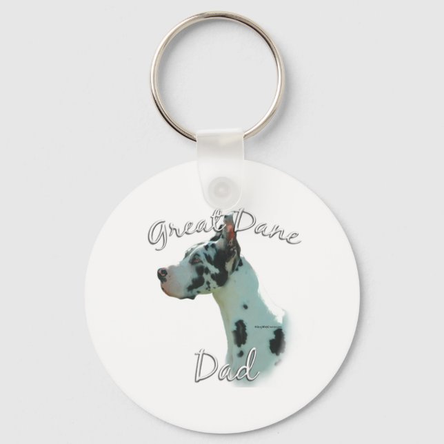 Great Dane (harlequin) Dad 2 Key Ring (Front)