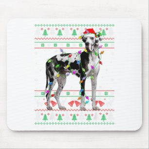 Great Dane Harlequin Dog Christmas Ugly Sweater Li Mouse Mat