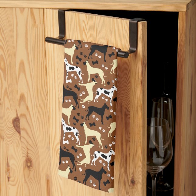 Great Dane Harlequin Fawn Black Danes Kitchen Towe Tea Towel (Thirds Fold)
