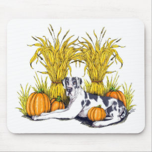 Great Dane Harlequin Harvest UC Mouse Mat