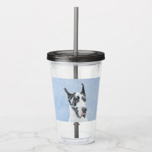 Great Dane (Harlequin) Painting - Original Dog Art Acrylic Tumbler