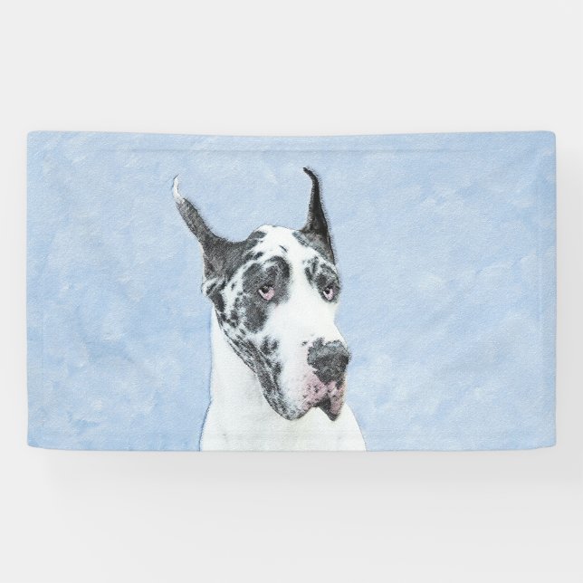 Great Dane (Harlequin) Painting - Original Dog Art Banner (Horizontal)