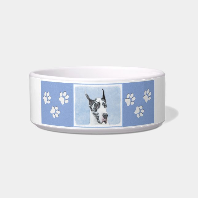 Great Dane (Harlequin) Painting - Original Dog Art Bowl (Right)