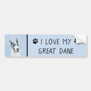 Great Dane (Harlequin) Painting - Original Dog Art Bumper Sticker