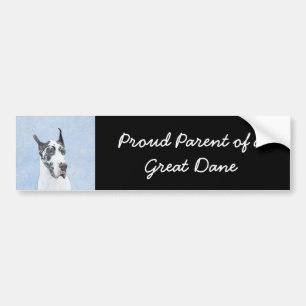 Great Dane (Harlequin) Painting - Original Dog Art Bumper Sticker