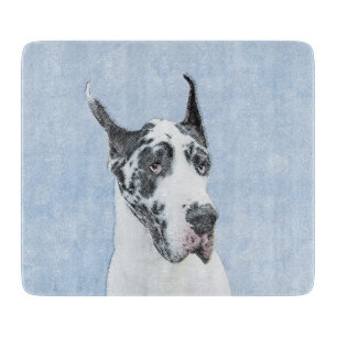 Great Dane (Harlequin) Painting - Original Dog Art Cutting Board