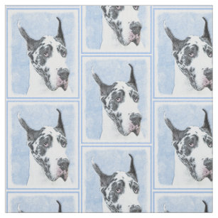 Great Dane (Harlequin) Painting - Original Dog Art Fabric