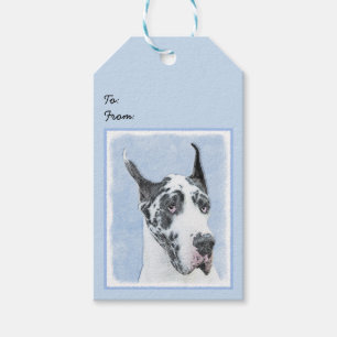 Great Dane (Harlequin) Painting - Original Dog Art Gift Tags