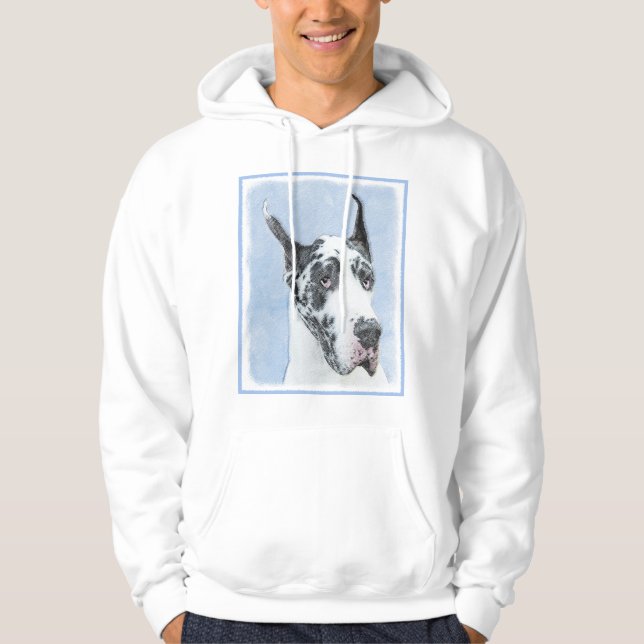 Great Dane (Harlequin) Painting - Original Dog Art Hoodie (Front)