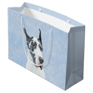 Great Dane (Harlequin) Painting - Original Dog Art Large Gift Bag