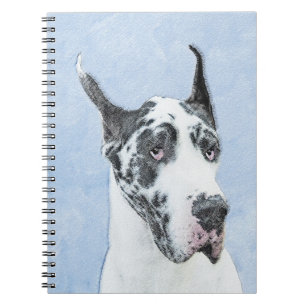Great Dane (Harlequin) Painting - Original Dog Art Notebook