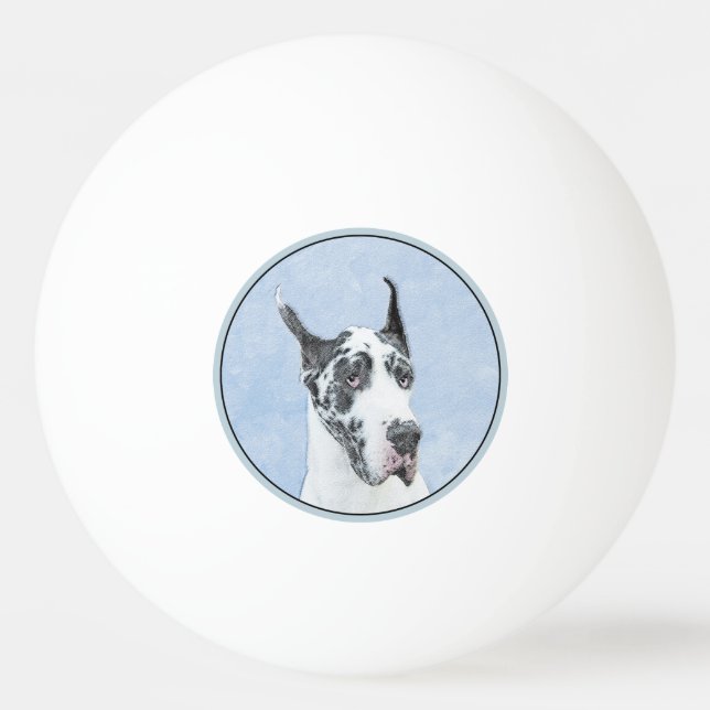 Great Dane (Harlequin) Painting - Original Dog Art Ping Pong Ball (Front)