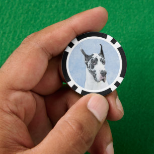 Great Dane (Harlequin) Painting - Original Dog Art Poker Chips