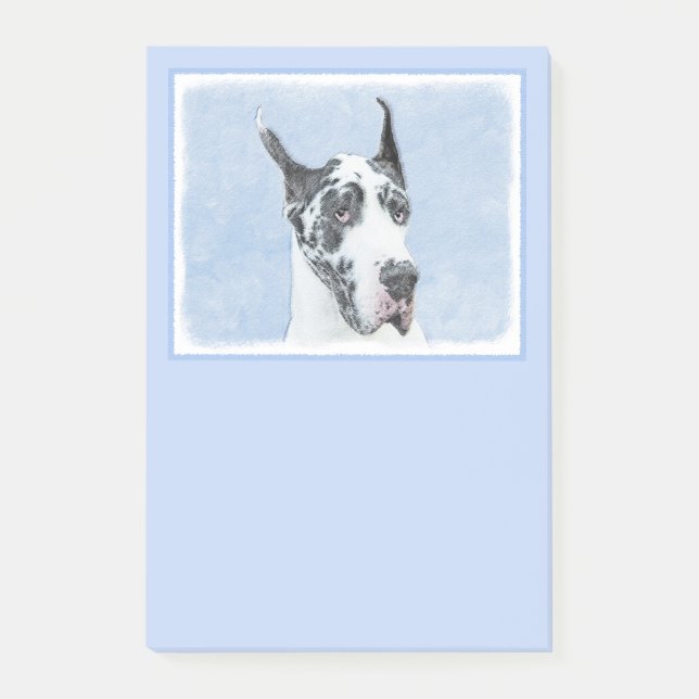Great Dane (Harlequin) Painting - Original Dog Art Post-it Notes (Front)