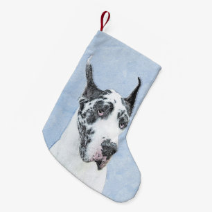 Great Dane (Harlequin) Painting - Original Dog Art Small Christmas Stocking