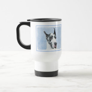 Great Dane (Harlequin) Painting - Original Dog Art Travel Mug