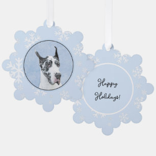 Great Dane (Harlequin) Painting - Original Dog Art Tree Decoration Card