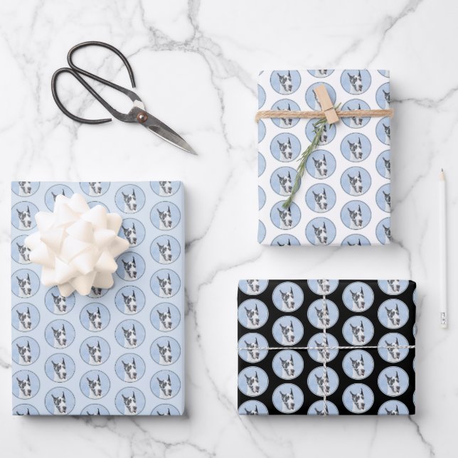 Great Dane (Harlequin) Painting - Original Dog Art Wrapping Paper Sheet (Front)