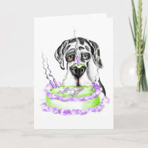 Great Dane Harlequin UC Birthday Cake Card