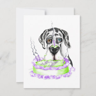 Great Dane Harlequin UC Birthday Cake Invitation