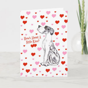 Great Dane Harlequin UC Valentine's Day Kiss Holiday Card